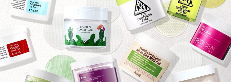 Dischetti esfolianti di diversi brand cosmetici coreani